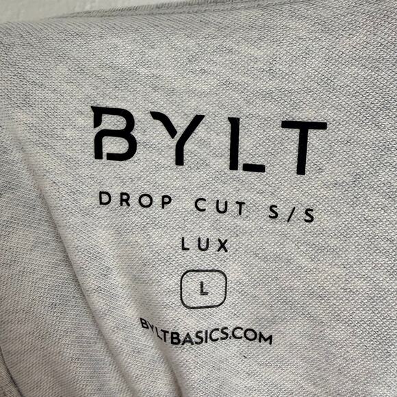 BYLT Men's Grey Drop Cut Short Sleeve Lux Shirt Size Large - Picture 3 of 4